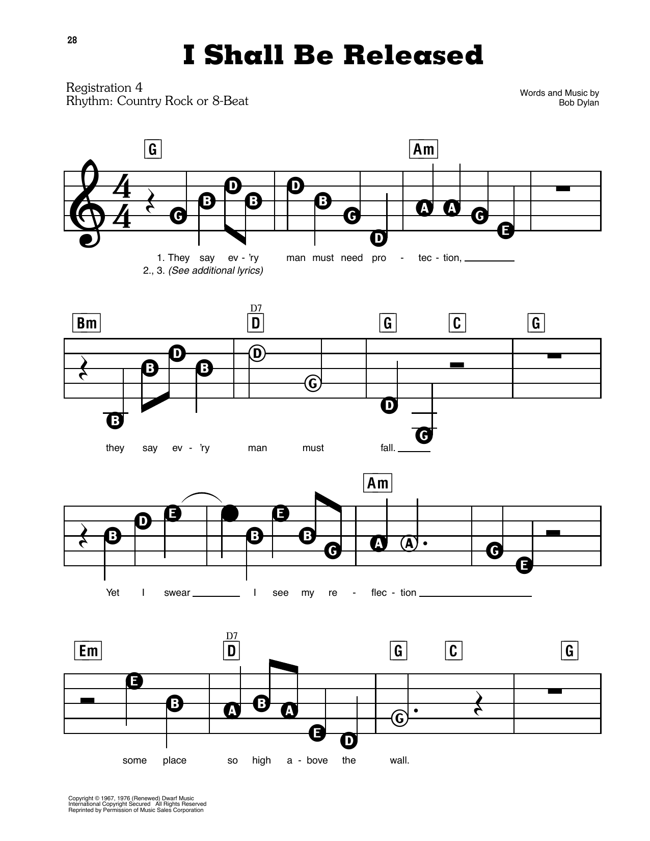 Bob Dylan I Shall Be Released Sheet Music Download Pdf Score 435646