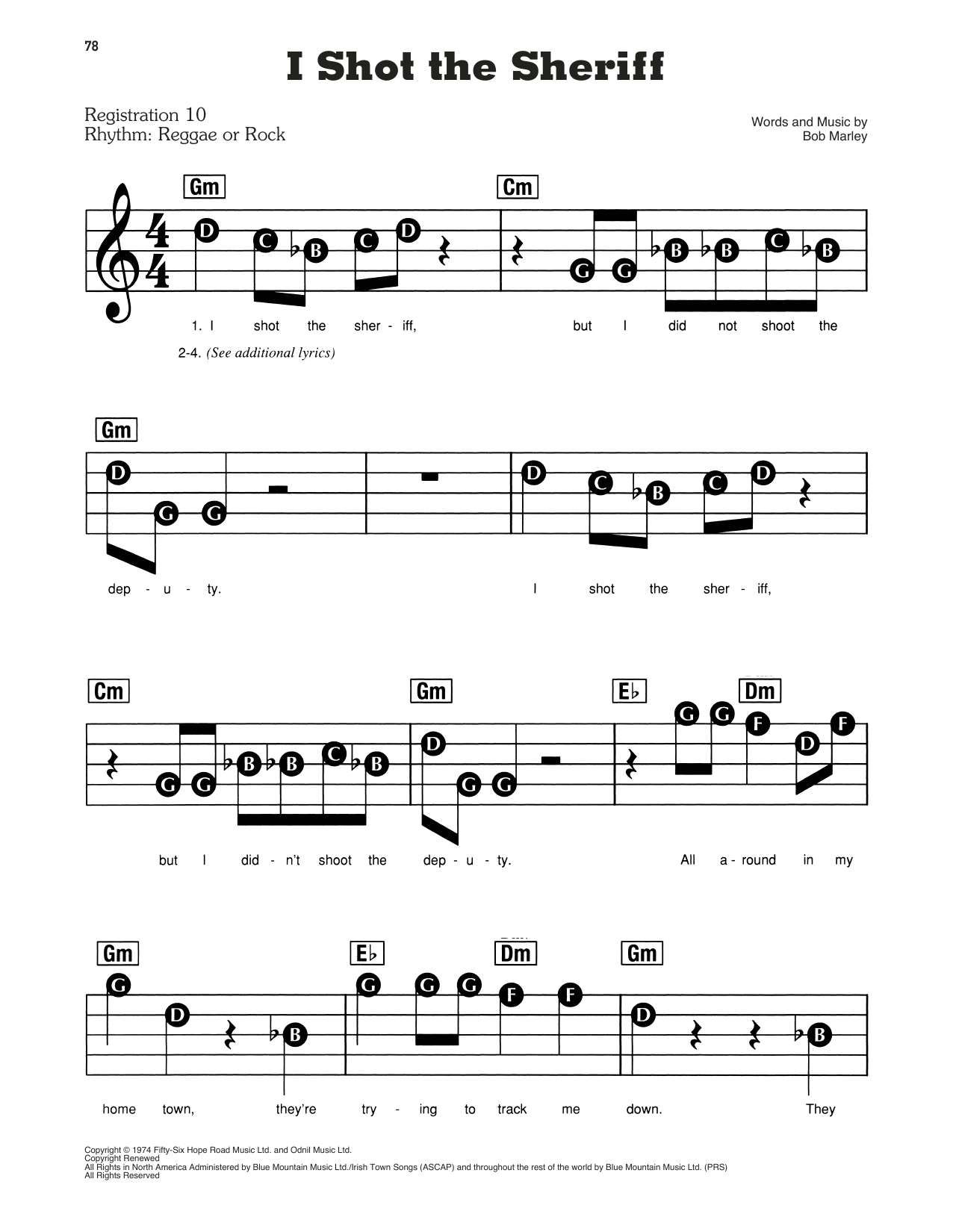 Bob Marley I Shot The Sheriff Sheet Music Download Pdf Score 186387