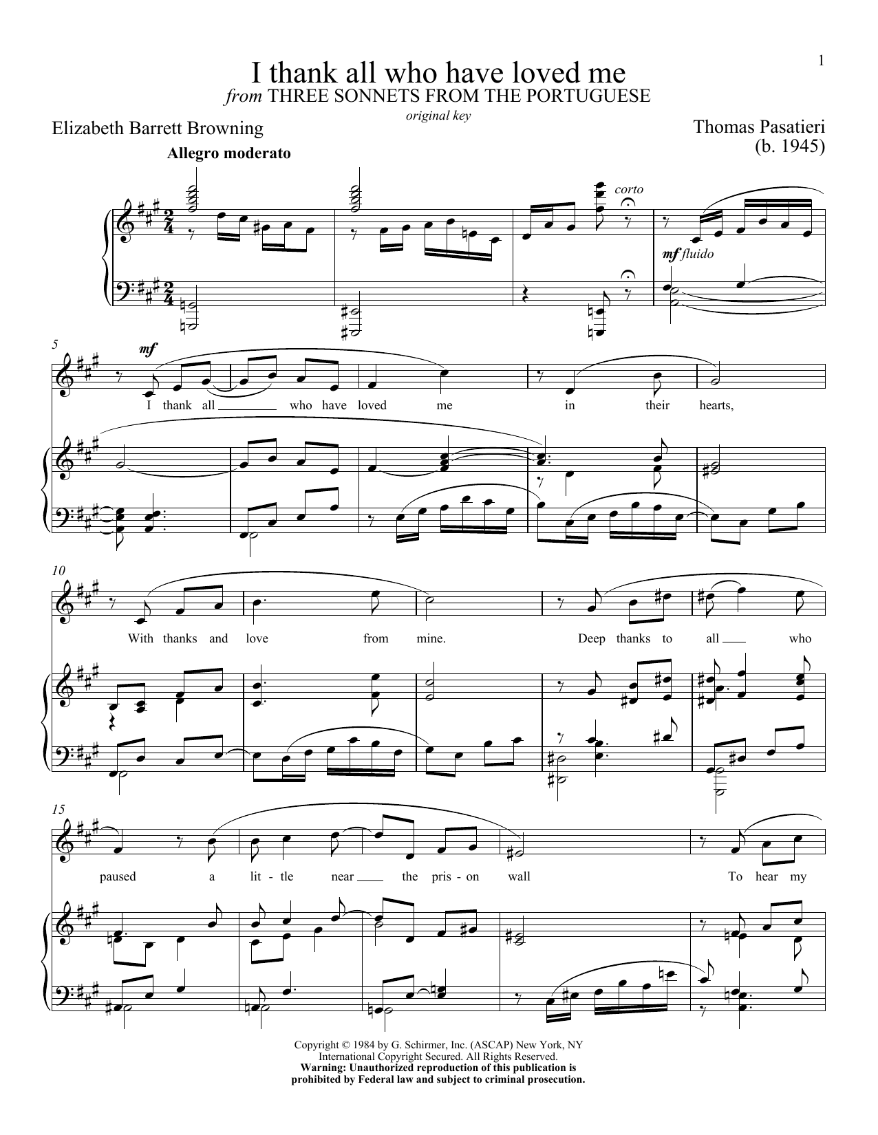 Elizabeth Barrett Browning I Thank All Who Have Loved Me Sheet Music Download Pdf Score 162445