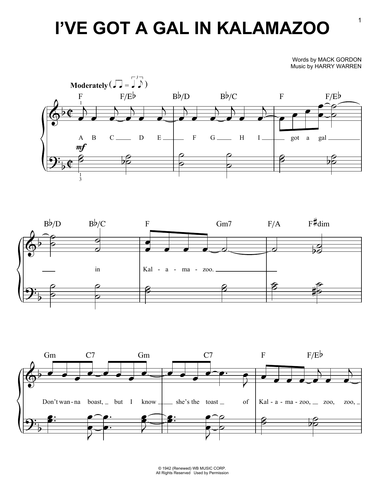 Harry Warren I Ve Got A Gal In Kalamazoo Sheet Music Download Pdf Score 419018