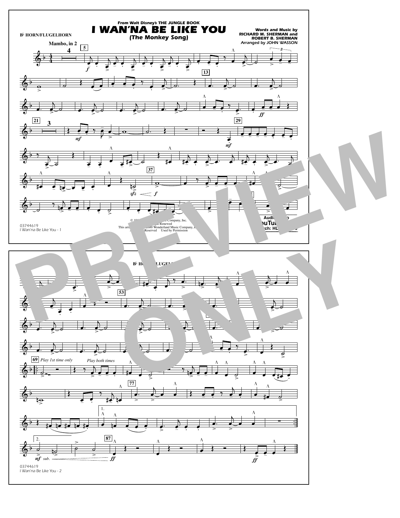 John Wasson I Wan Na Be Like You Horn Flugelhorn Sheet Music Download Pdf Score