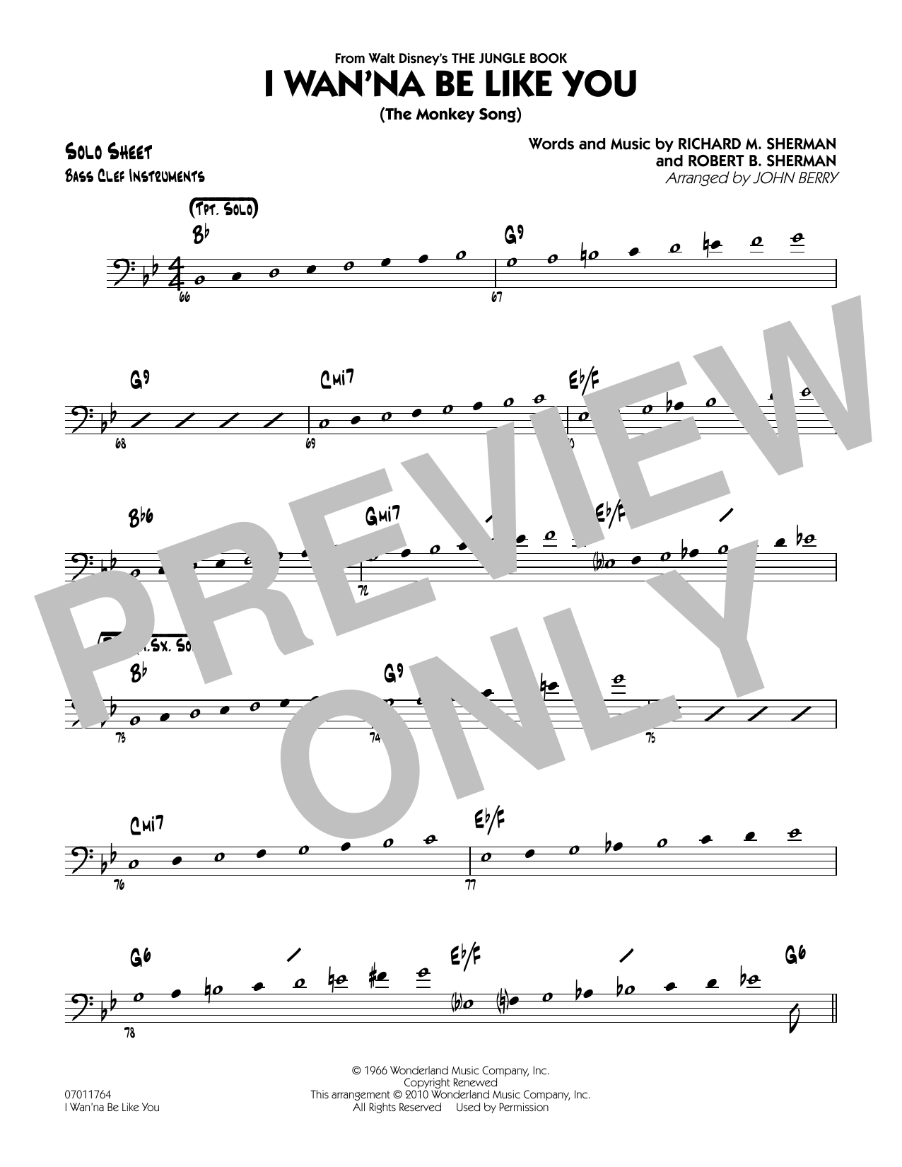 John Berry I Wan Na Be Like You The Monkey Song Bass Clef Solo Sheet Sheet Music Download Pdf Score 293144