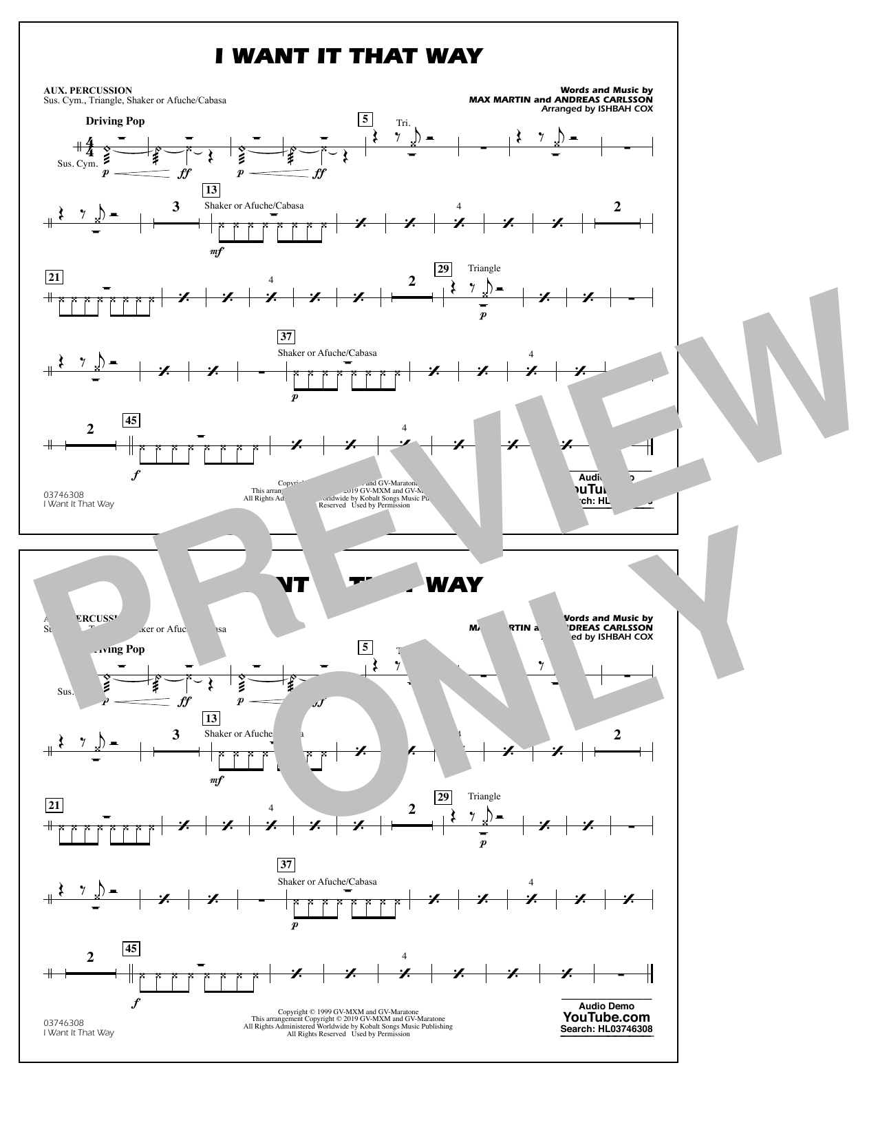 Backstreet Boys I Want It That Way Arr Ishbah Cox Aux Percussion Sheet Music Download Pdf Score Backstreet Boys I Want It That Way Arr Ishbah Cox Aux Percussion Sheet Music Download Pdf Score