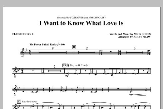 Kirby Shaw I Want To Know What Love Is Bb Trumpet 2 Flugelhorn Sheet Music Download Pdf Score 302341
