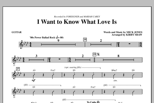 Kirby Shaw I Want To Know What Love Is Guitar Sheet Music Download Pdf Score 302345
