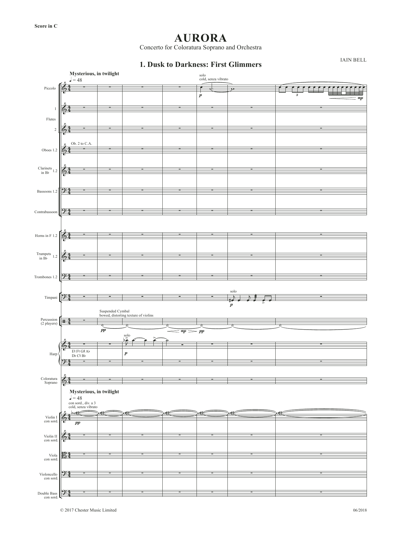 Iain Bell Aurora (Study score) Sheet Music Notes & Chords for Vocal Solo - Download or Print PDF