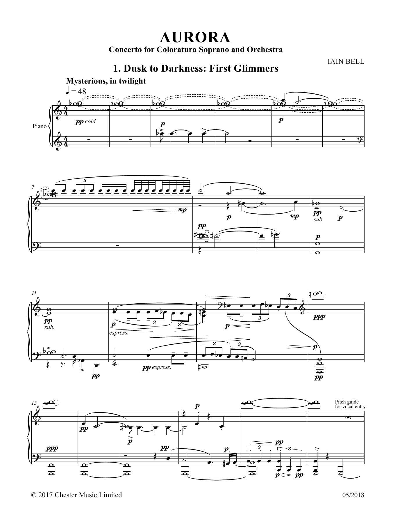 Iain Bell Aurora (Vocal score) Sheet Music Notes & Chords for Piano & Vocal - Download or Print PDF