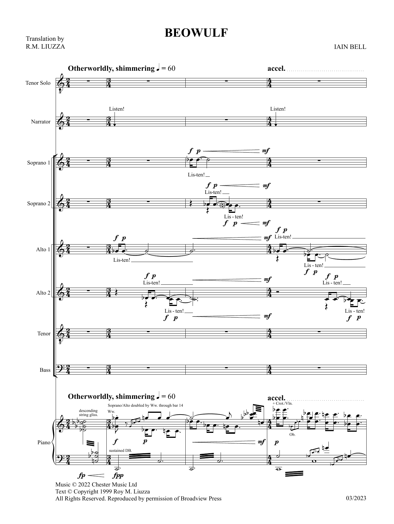Iain Bell Beowulf (Vocal Score) Sheet Music Notes & Chords for Vocal Solo - Download or Print PDF