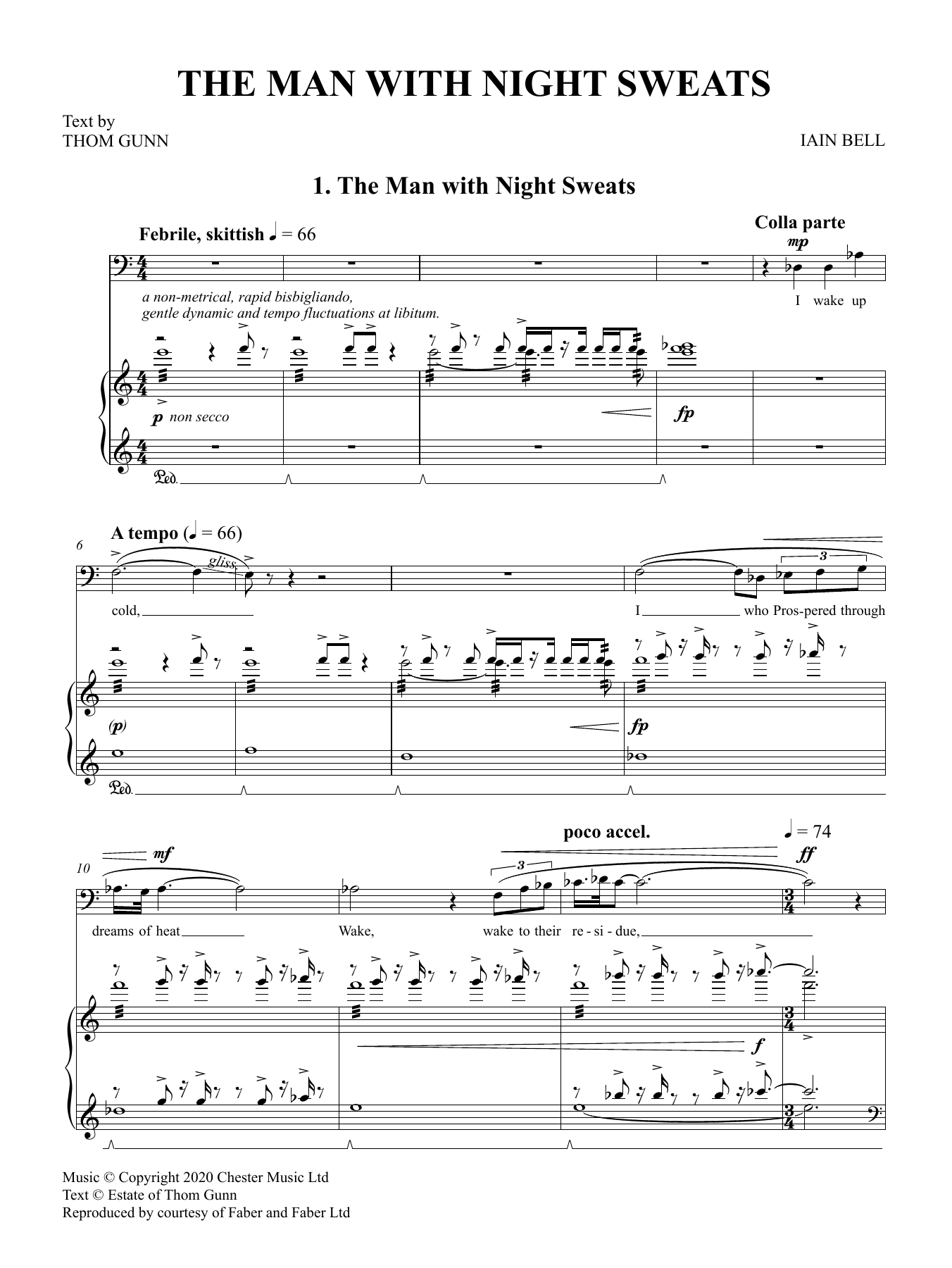Iain Bell The Man With Night Sweats Sheet Music Notes & Chords for Piano & Vocal - Download or Print PDF