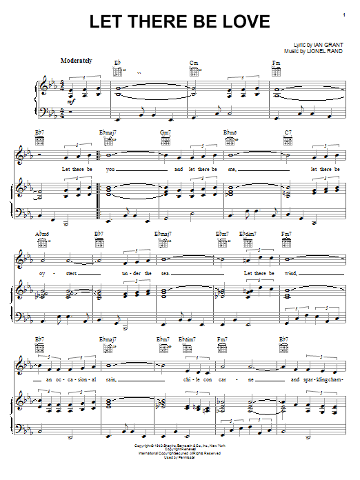 Ian Grant Let There Be Love Sheet Music Notes & Chords for Melody Line, Lyrics & Chords - Download or Print PDF