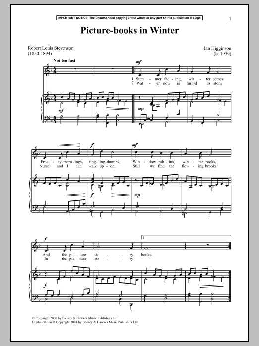 Ian Higginson Picture Books In Winter Sheet Music Notes & Chords for Piano Solo - Download or Print PDF