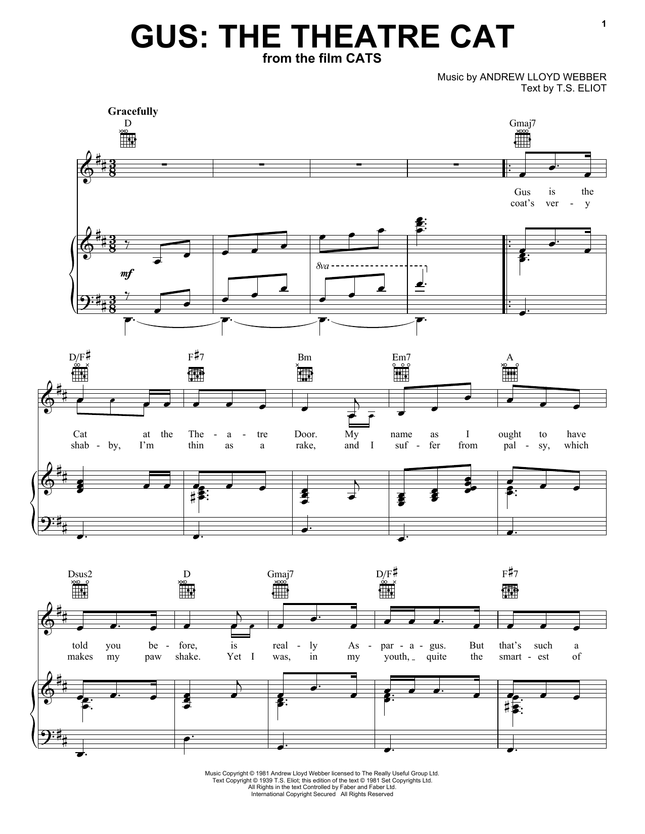 Ian McKellen Gus: The Theatre Cat (from the Motion Picture Cats) Sheet Music Notes & Chords for Easy Piano - Download or Print PDF