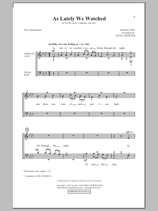 Ian R. Charter As Lately We Watched Sheet Music Notes & Chords for SATB - Download or Print PDF