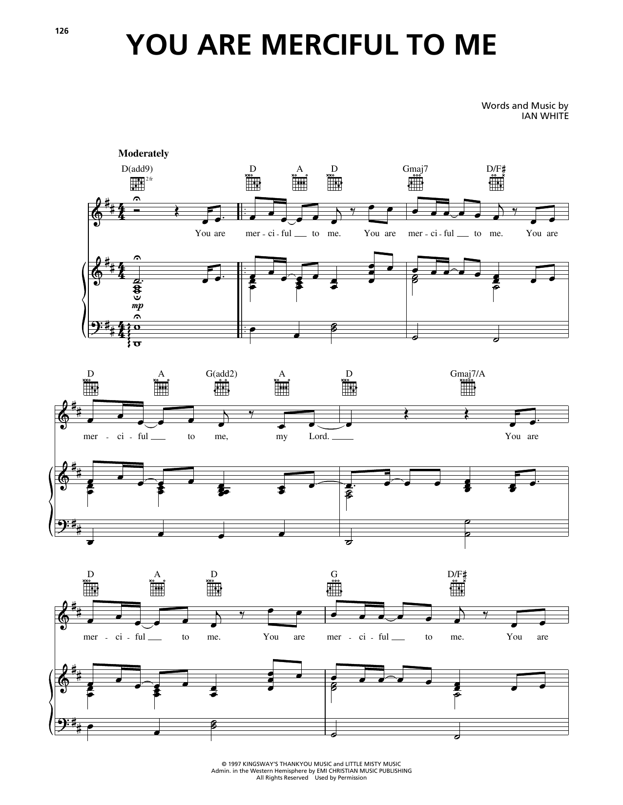 Ian White You Are Merciful To Me Sheet Music Notes & Chords for Piano, Vocal & Guitar Chords (Right-Hand Melody) - Download or Print PDF
