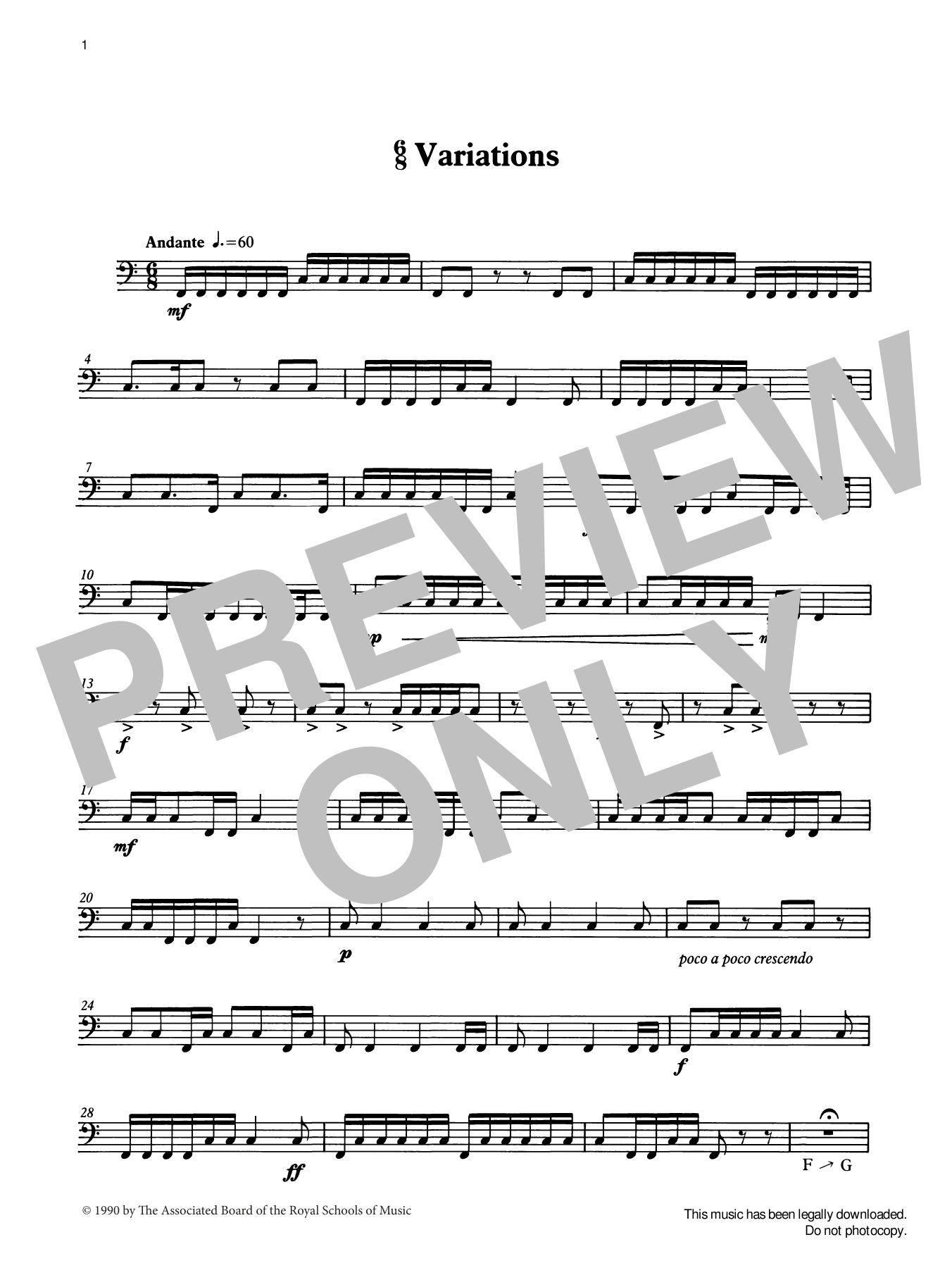 Ian Wright 6/8 Variations from Graded Music for Timpani, Book II Sheet Music Notes & Chords for Percussion Solo - Download or Print PDF