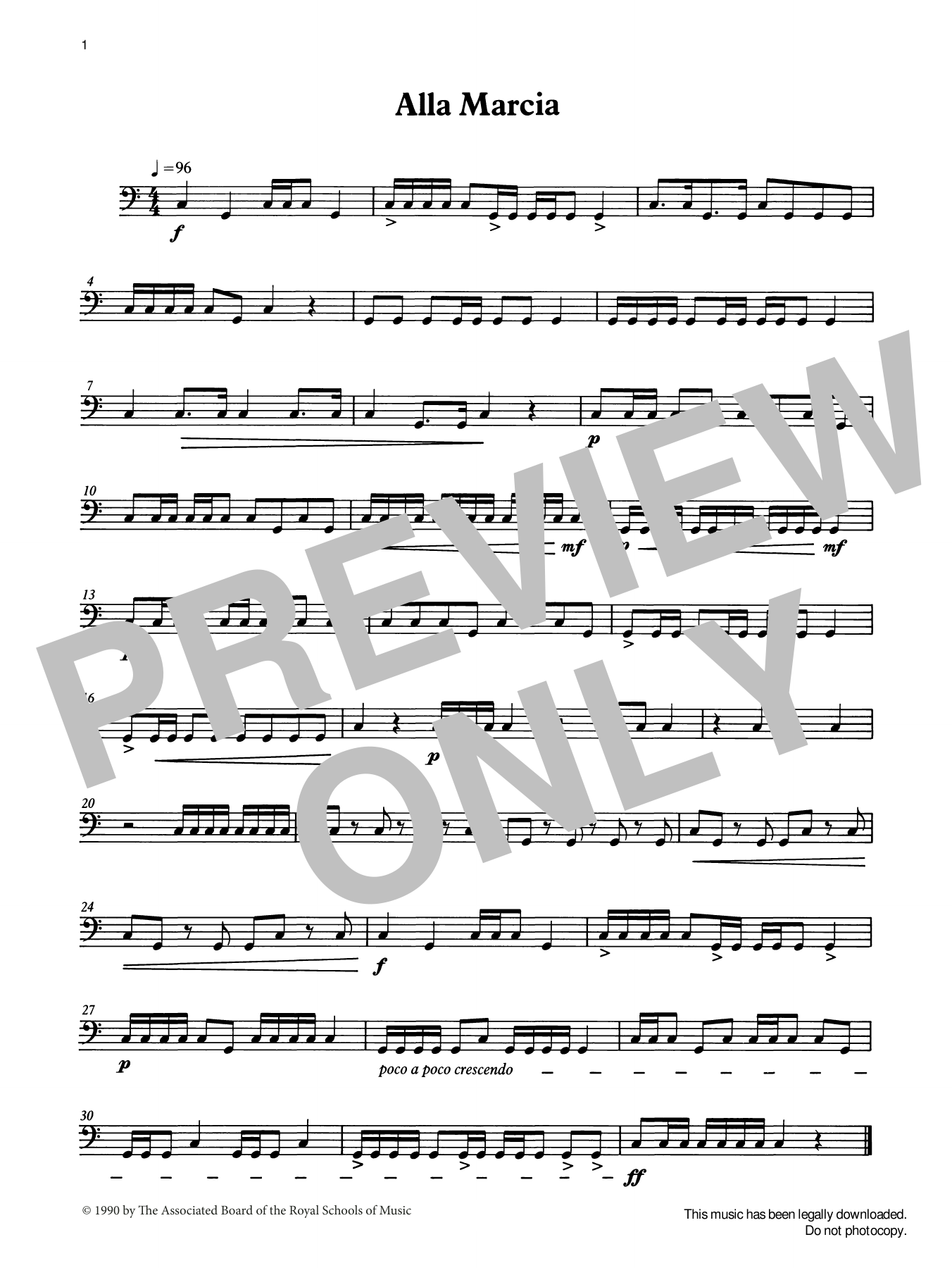 Ian Wright Alla Marcia from Graded Music for Timpani, Book I Sheet Music Notes & Chords for Percussion Solo - Download or Print PDF
