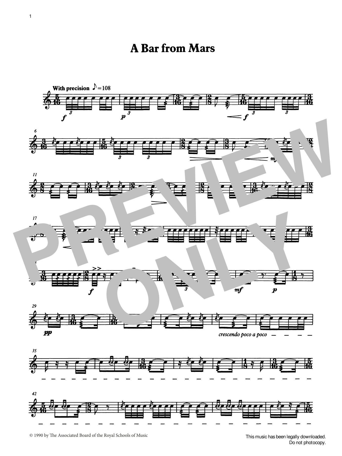 Ian Wright and Kevin Hathaway A Bar from Mars from Graded Music for Snare Drum, Book IV Sheet Music Notes & Chords for Percussion Solo - Download or Print PDF