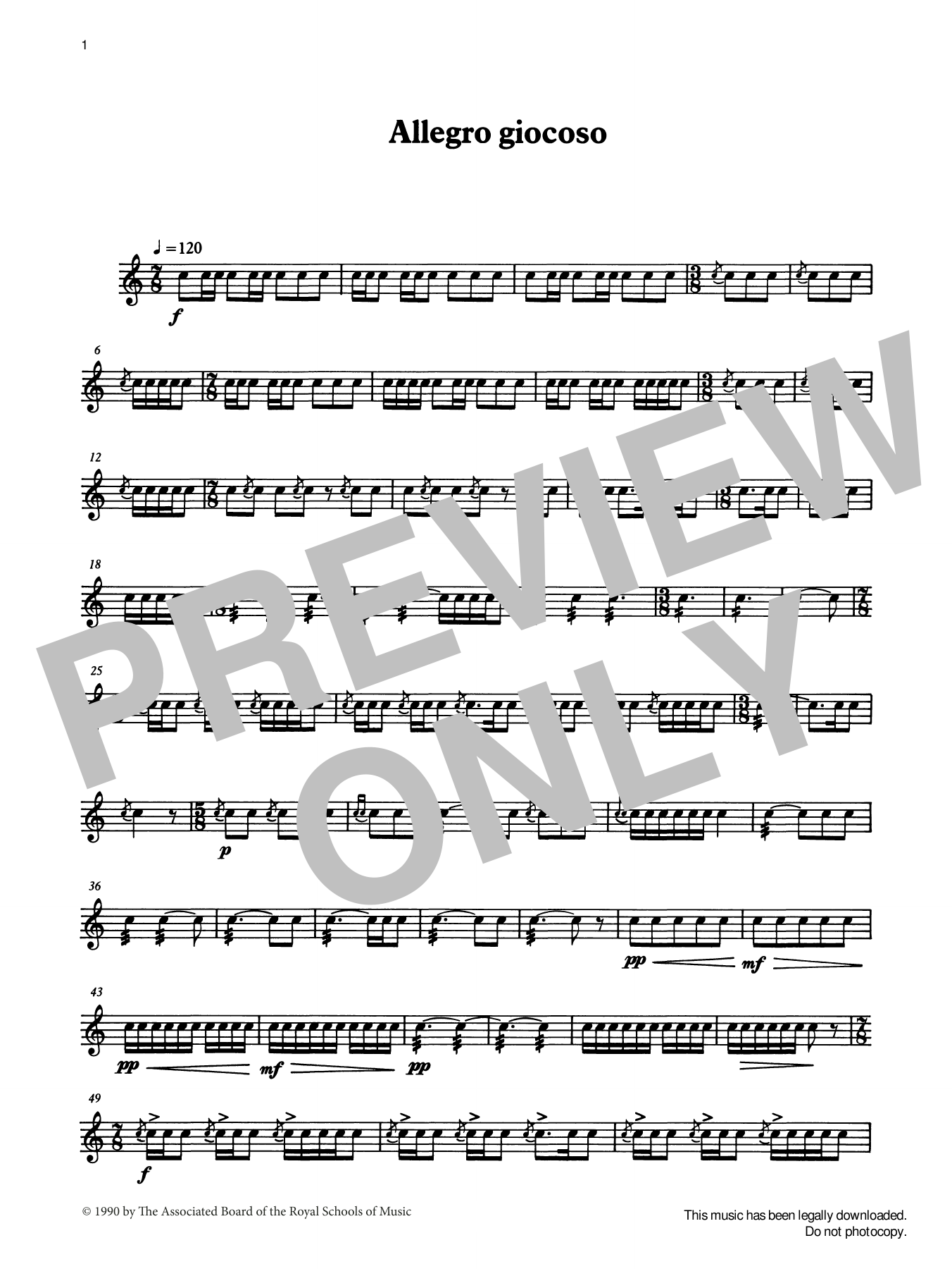 Ian Wright and Kevin Hathaway Allegro giocoso from Graded Music for Snare Drum, Book IV Sheet Music Notes & Chords for Percussion Solo - Download or Print PDF