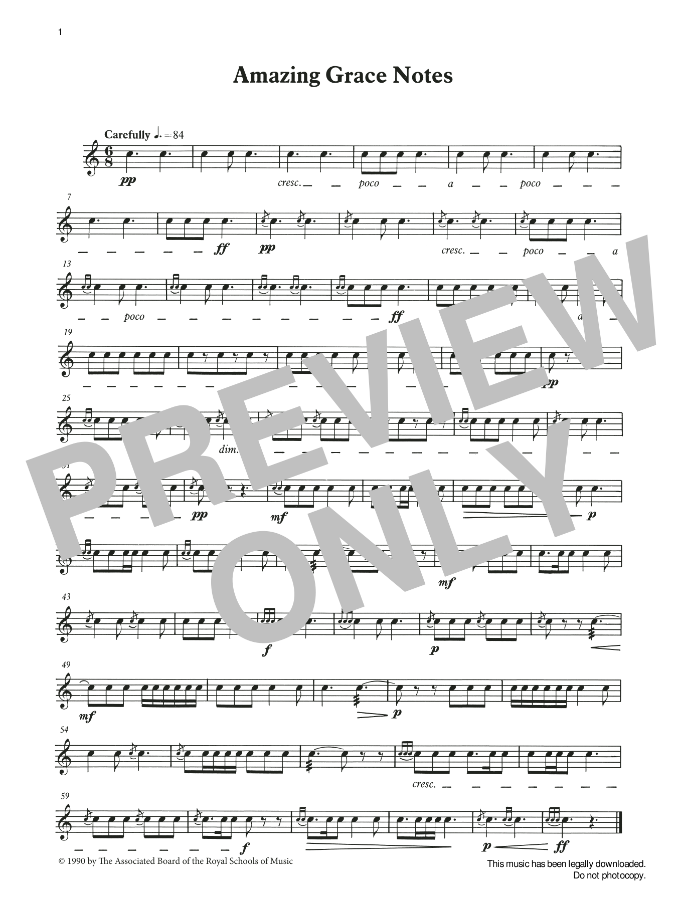 Ian Wright and Kevin Hathaway Amazing Grace Notes from Graded Music for Snare Drum, Book II Sheet Music Notes & Chords for Percussion Solo - Download or Print PDF