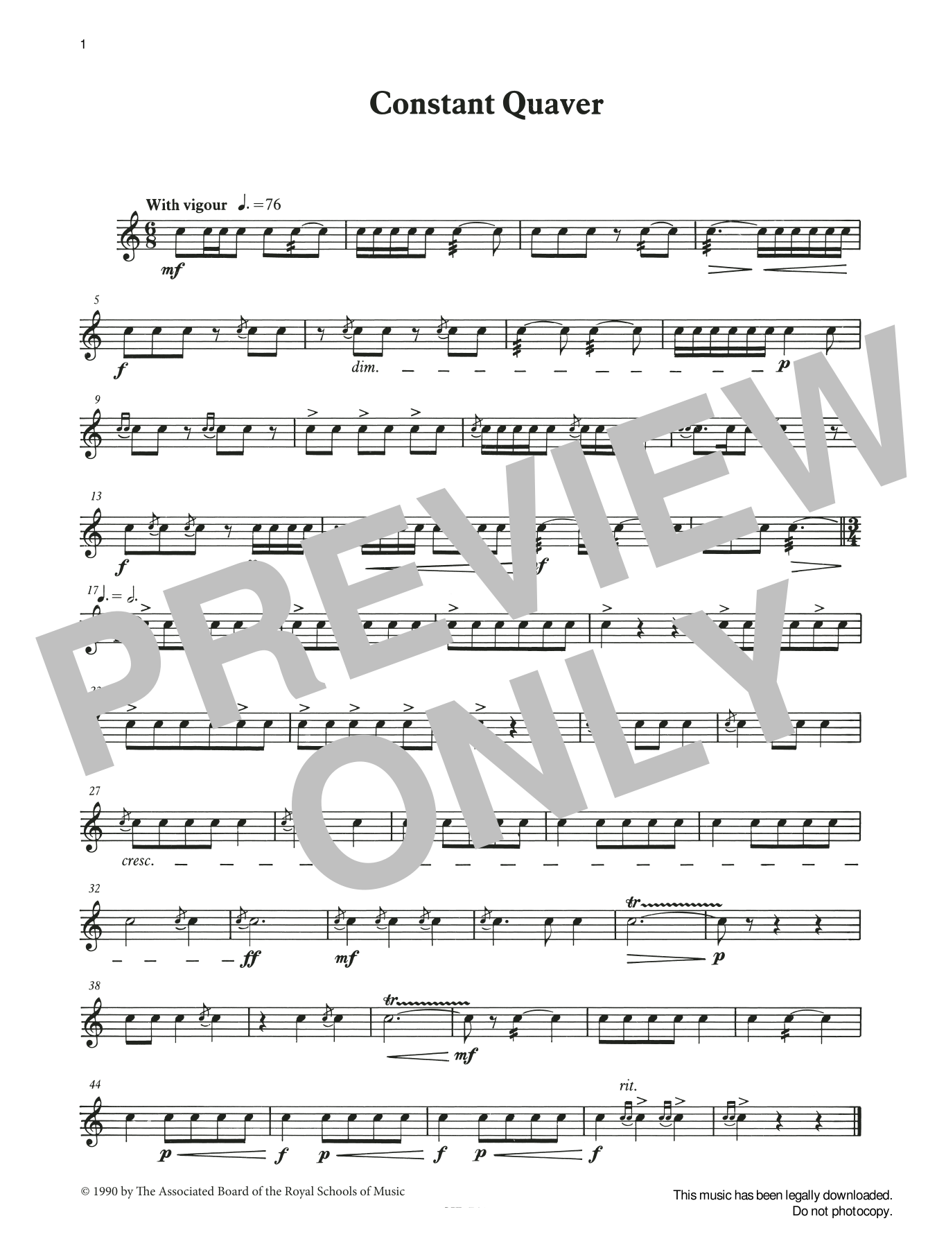 Ian Wright and Kevin Hathaway Constant Quaver from Graded Music for Snare Drum, Book II Sheet Music Notes & Chords for Percussion Solo - Download or Print PDF