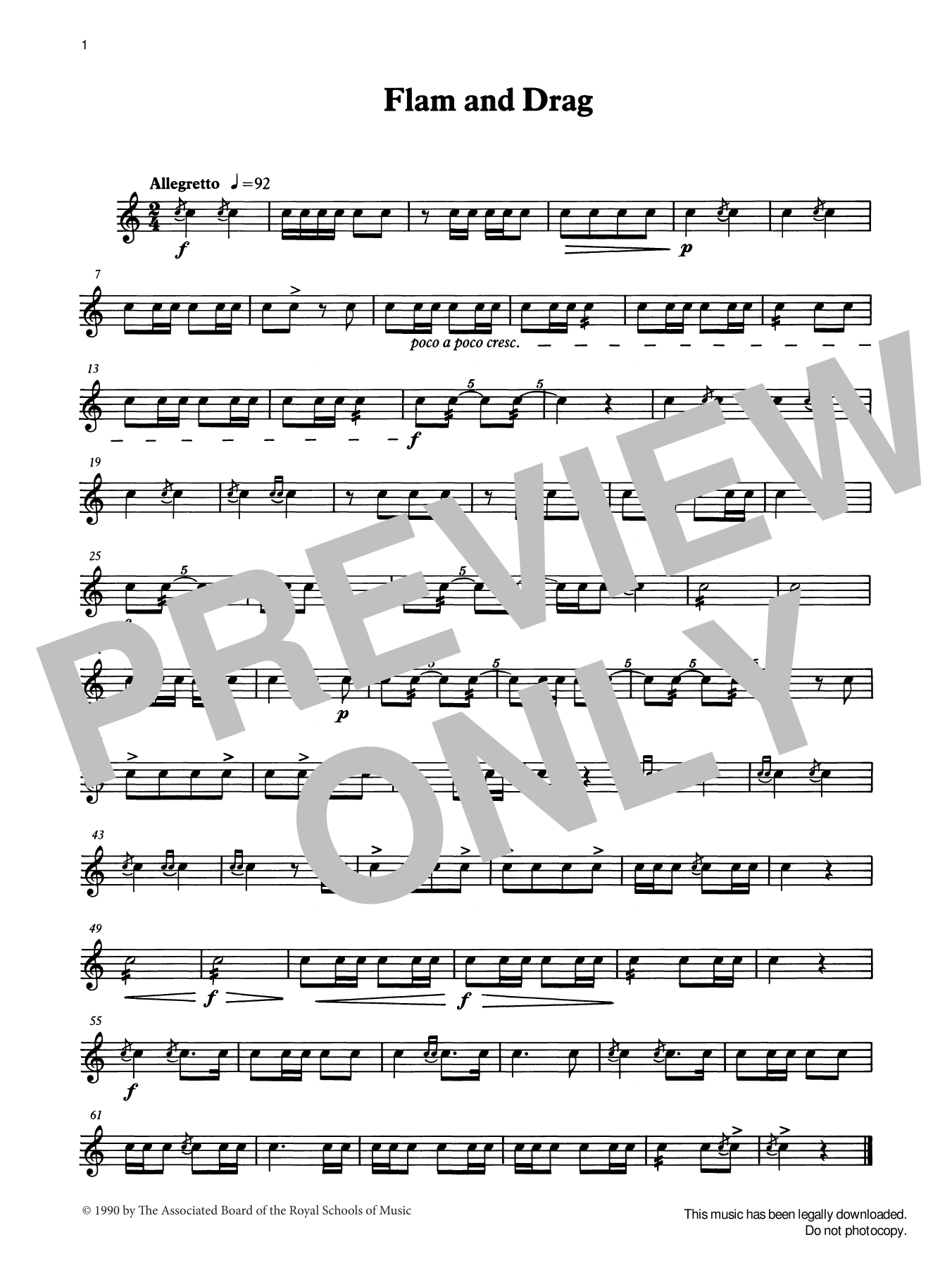 Ian Wright and Kevin Hathaway Flam and Drag from Graded Music for Snare Drum, Book I Sheet Music Notes & Chords for Percussion Solo - Download or Print PDF