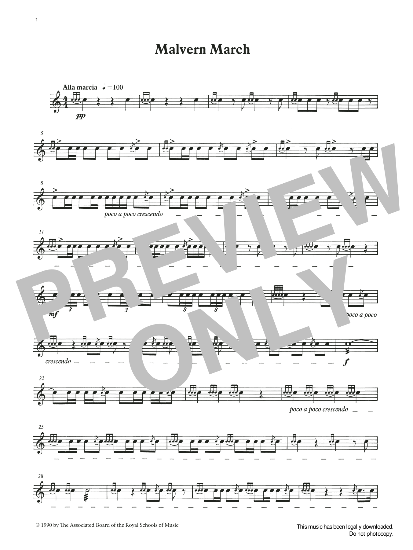 Ian Wright and Kevin Hathaway Malvern March from Graded Music for Snare Drum, Book III Sheet Music Notes & Chords for Percussion Solo - Download or Print PDF