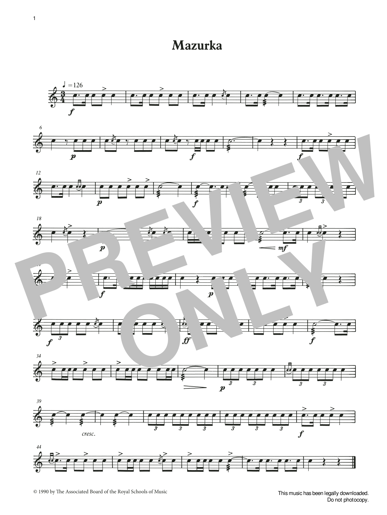 Ian Wright and Kevin Hathaway Mazurka from Graded Music for Snare Drum, Book II Sheet Music Notes & Chords for Percussion Solo - Download or Print PDF