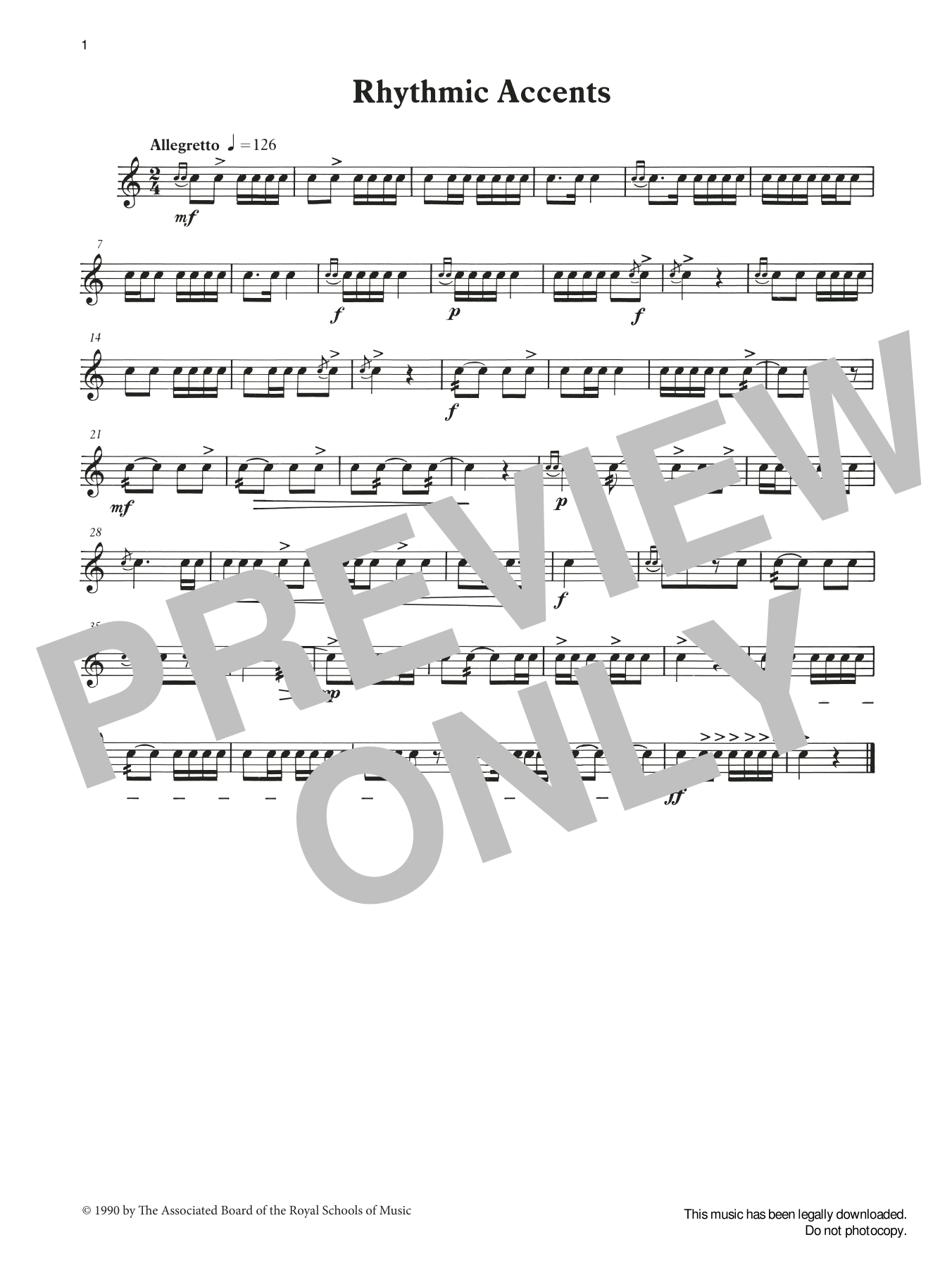 Ian Wright and Kevin Hathaway Rhythmic Accents from Graded Music for Snare Drum, Book II Sheet Music Notes & Chords for Percussion Solo - Download or Print PDF