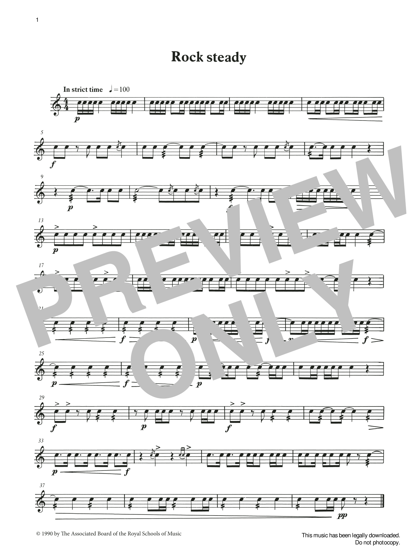 Ian Wright and Kevin Hathaway Rock Steady from Graded Music for Snare Drum, Book II Sheet Music Notes & Chords for Percussion Solo - Download or Print PDF