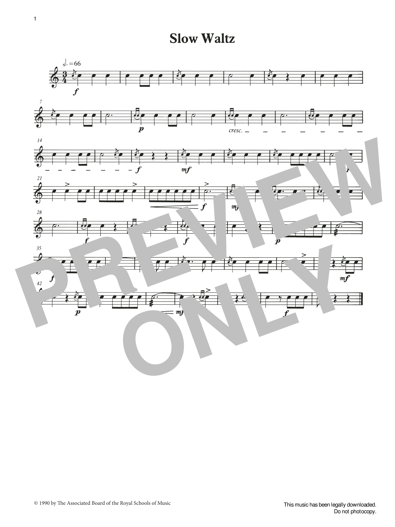 Ian Wright and Kevin Hathaway Slow Waltz from Graded Music for Snare Drum, Book II Sheet Music Notes & Chords for Percussion Solo - Download or Print PDF