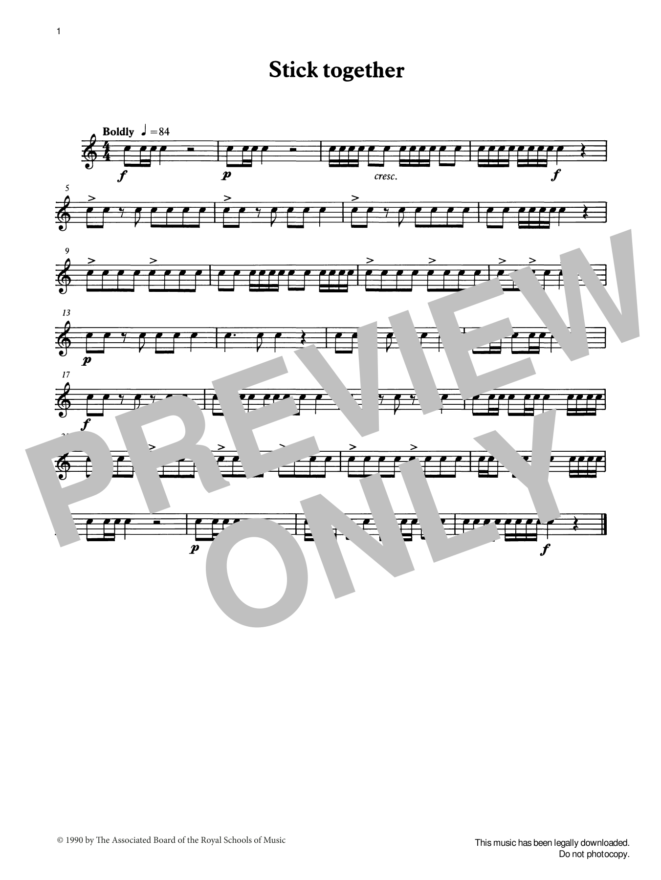 Ian Wright and Kevin Hathaway Stick Together from Graded Music for Snare Drum, Book I Sheet Music Notes & Chords for Percussion Solo - Download or Print PDF