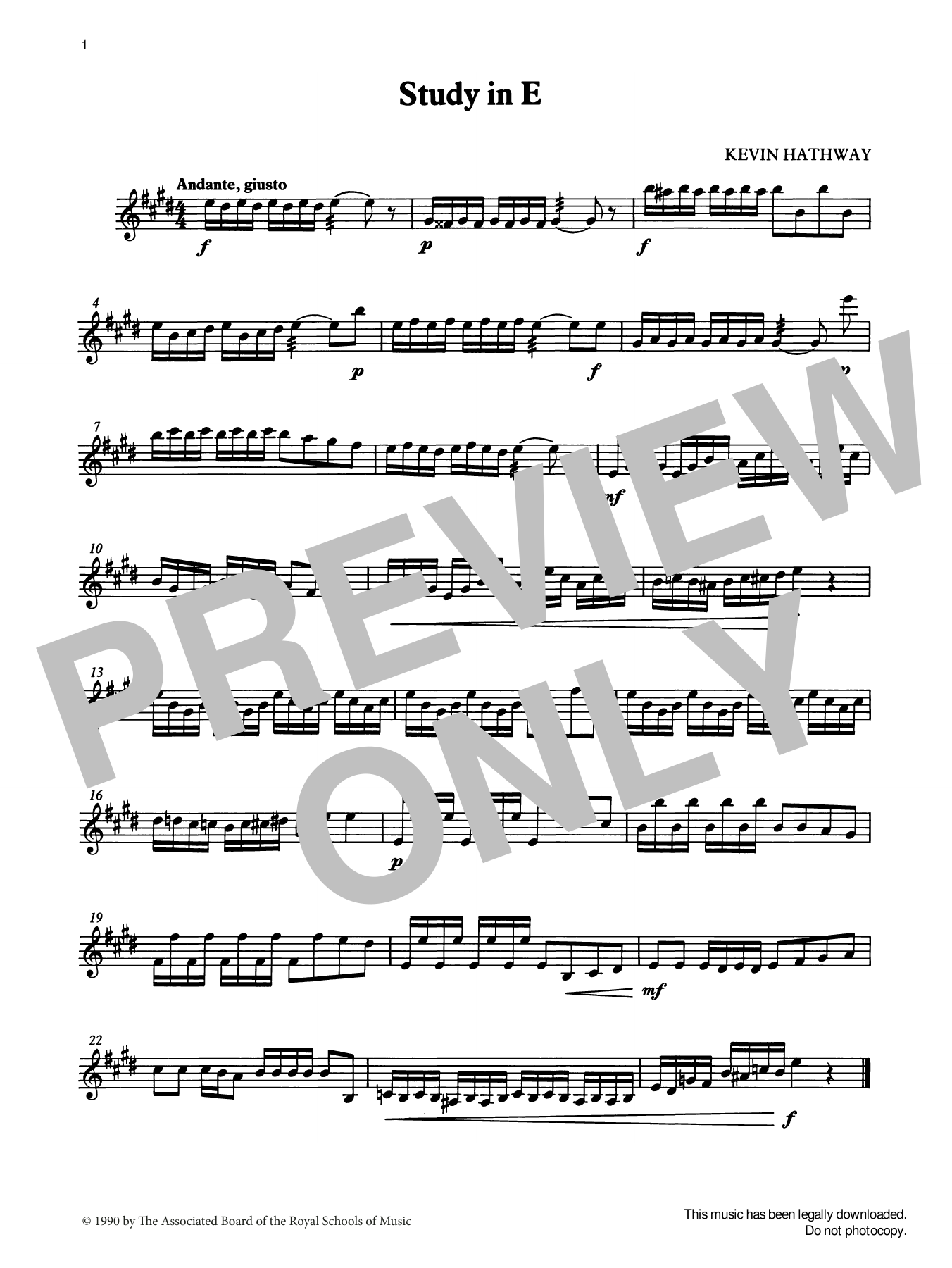 Ian Wright and Kevin Hathaway Study in E from Graded Music for Tuned Percussion, Book II Sheet Music Notes & Chords for Percussion Solo - Download or Print PDF