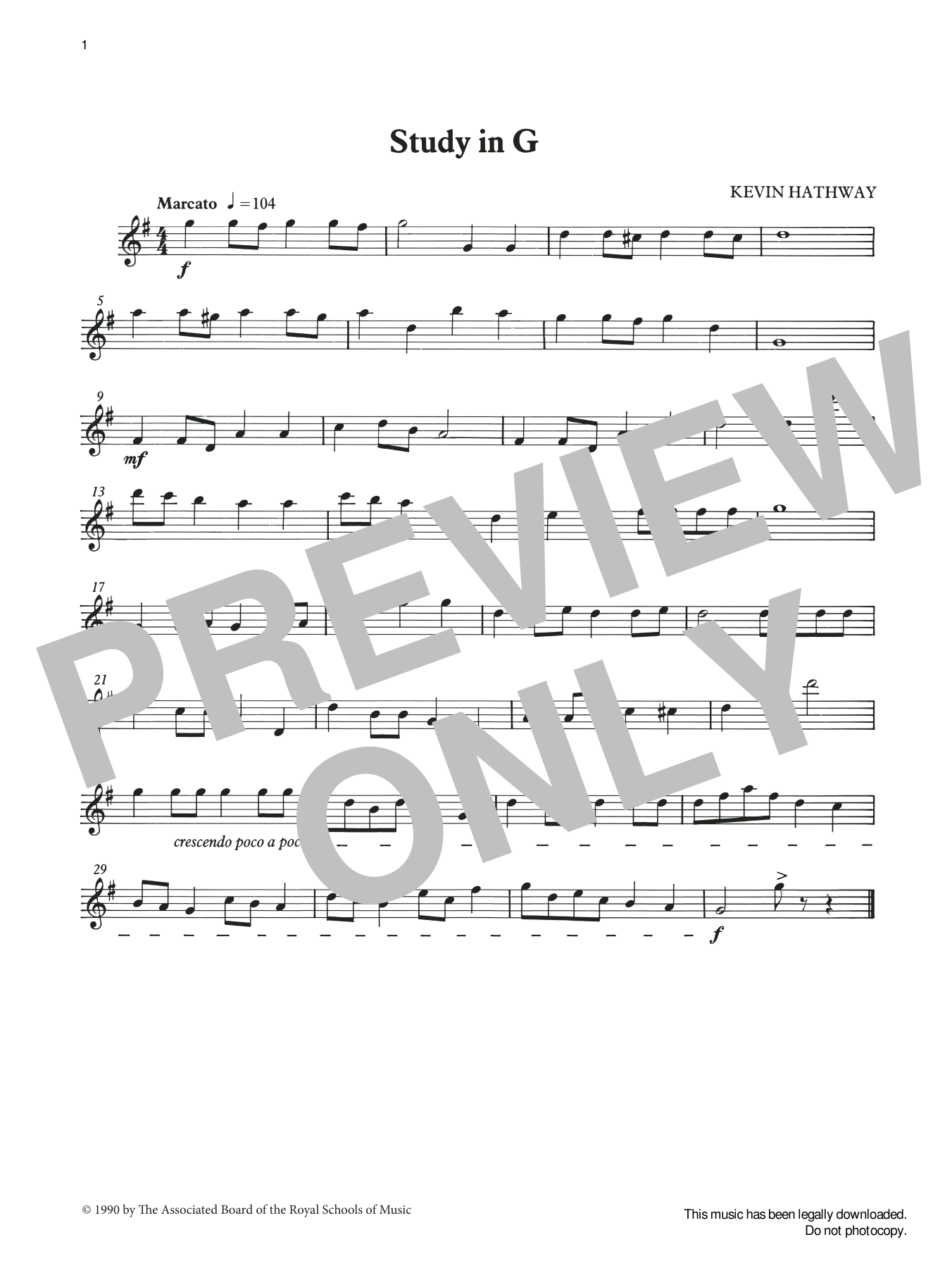 Ian Wright and Kevin Hathaway Study in G from Graded Music for Tuned Percussion, Book I Sheet Music Notes & Chords for Percussion Solo - Download or Print PDF