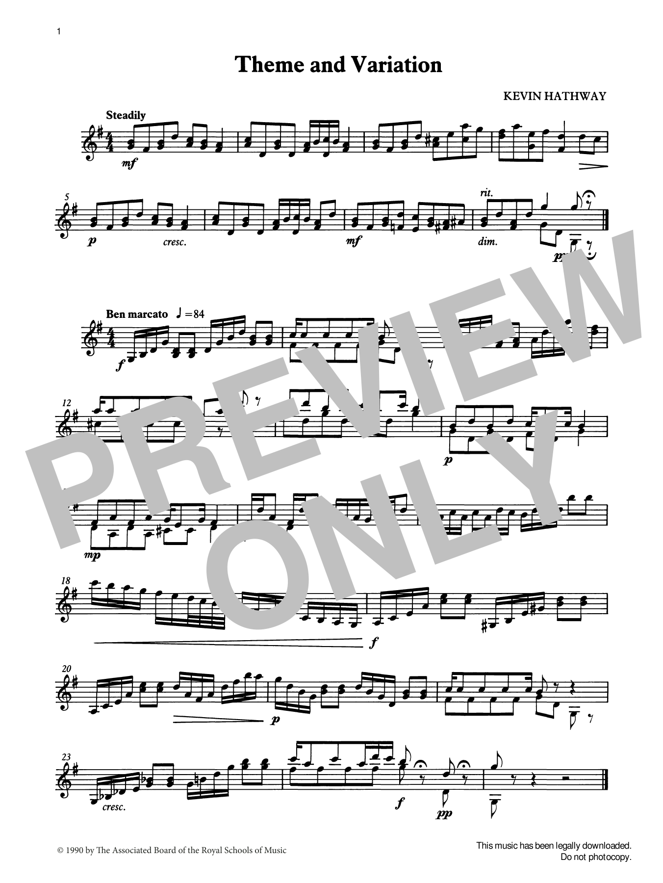 Ian Wright and Kevin Hathaway Theme and Variation from Graded Music for Tuned Percussion, Book III Sheet Music Notes & Chords for Percussion Solo - Download or Print PDF