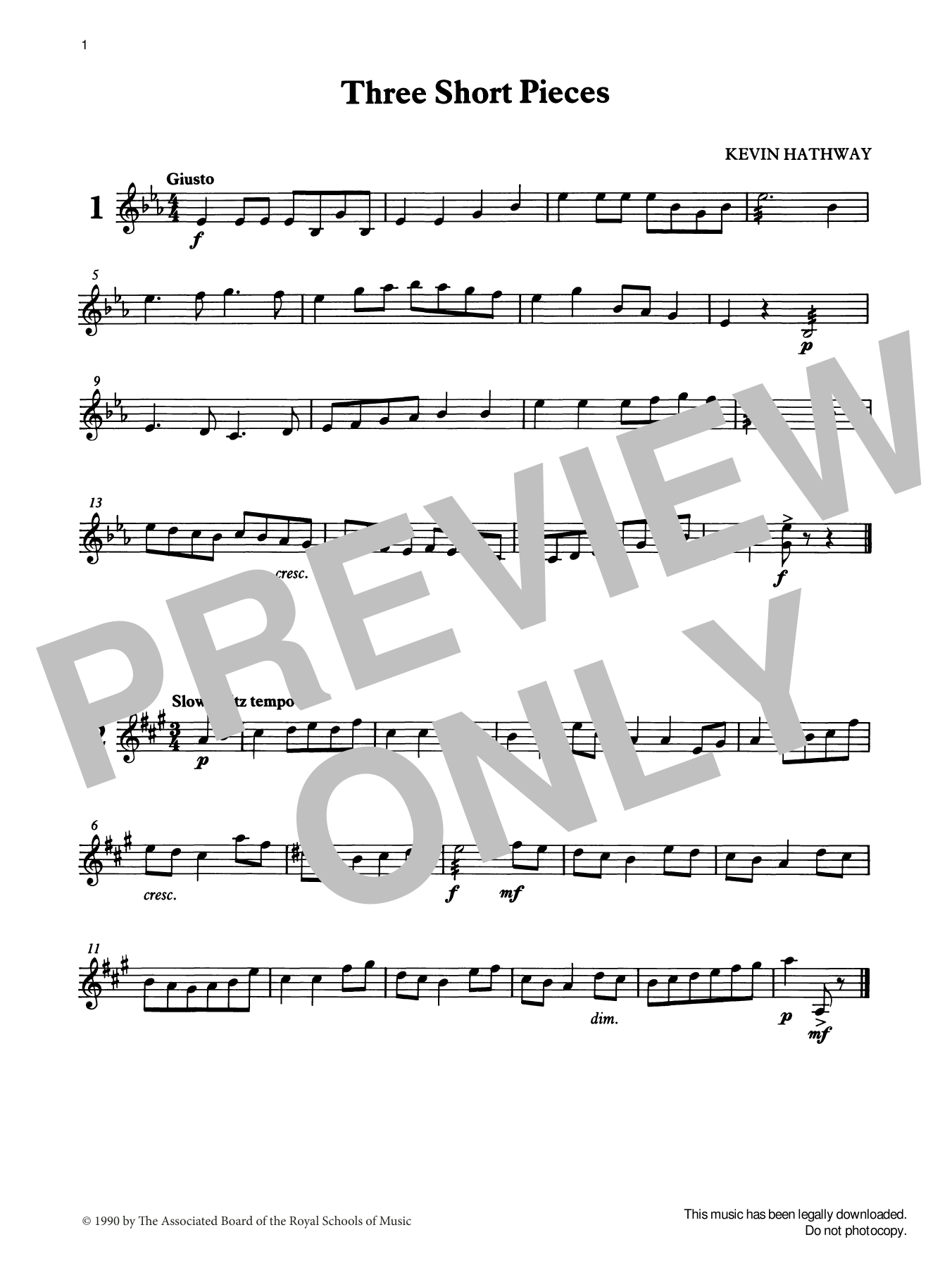 Ian Wright and Kevin Hathaway Three Short Pieces from Graded Music for Tuned Percussion, Book II Sheet Music Notes & Chords for Percussion Solo - Download or Print PDF