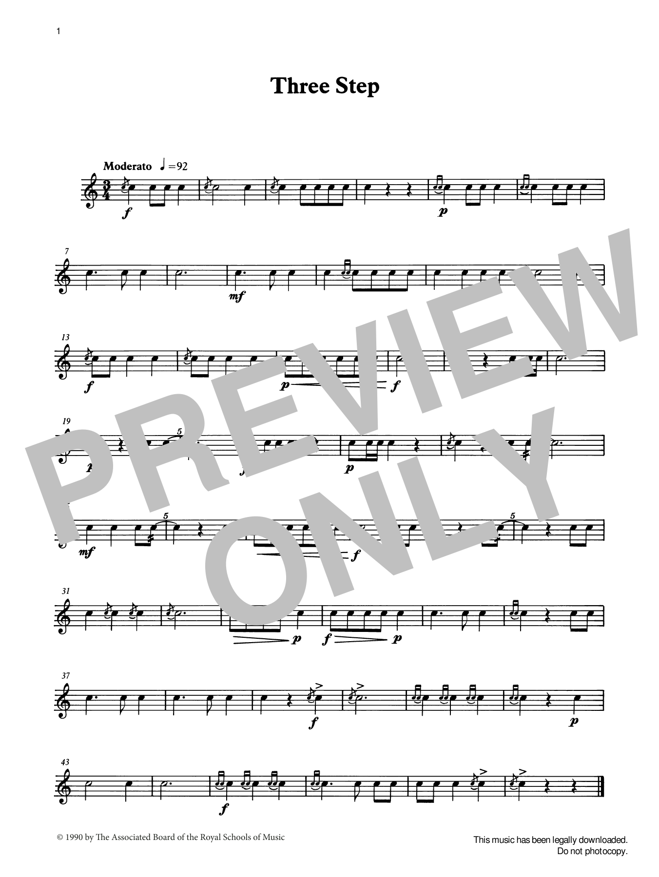 Ian Wright and Kevin Hathaway Three Step from Graded Music for Snare Drum, Book I Sheet Music Notes & Chords for Percussion Solo - Download or Print PDF