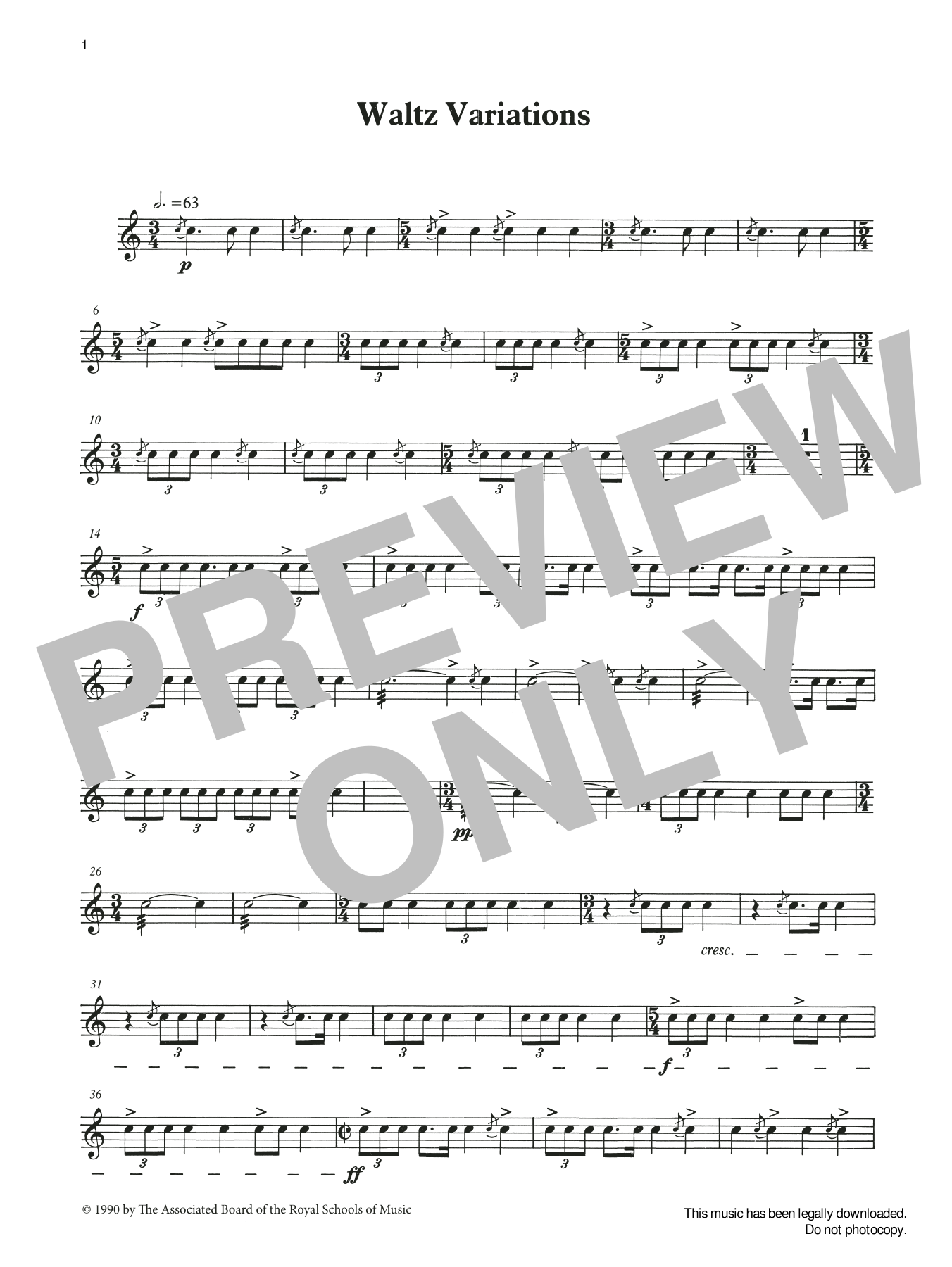 Ian Wright and Kevin Hathaway Waltz Variations from Graded Music for Snare Drum, Book III Sheet Music Notes & Chords for Percussion Solo - Download or Print PDF