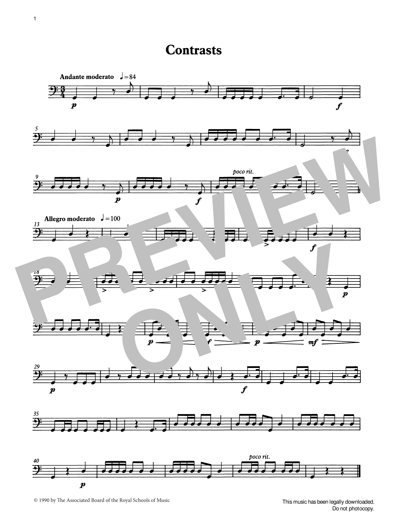 Ian Wright Contrasts from Graded Music for Timpani, Book I Sheet Music Notes & Chords for Percussion Solo - Download or Print PDF