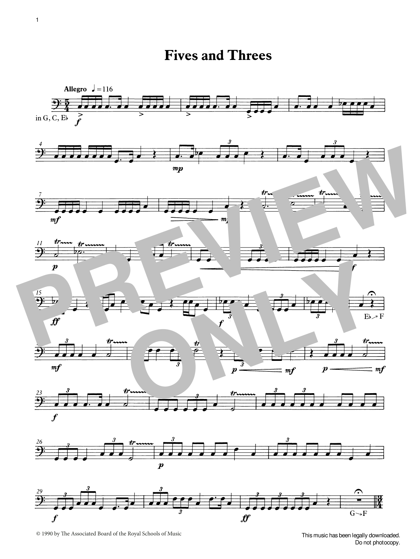 Ian Wright Fives and Threes from Graded Music for Timpani, Book III Sheet Music Notes & Chords for Percussion Solo - Download or Print PDF