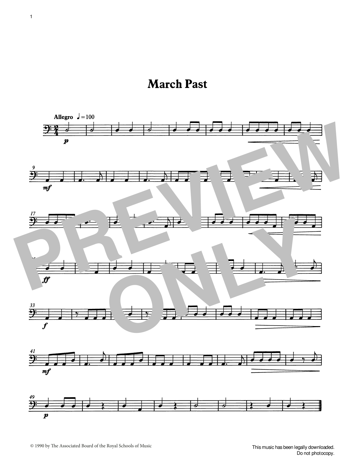 Ian Wright March Past from Graded Music for Timpani, Book I Sheet Music Notes & Chords for Percussion Solo - Download or Print PDF