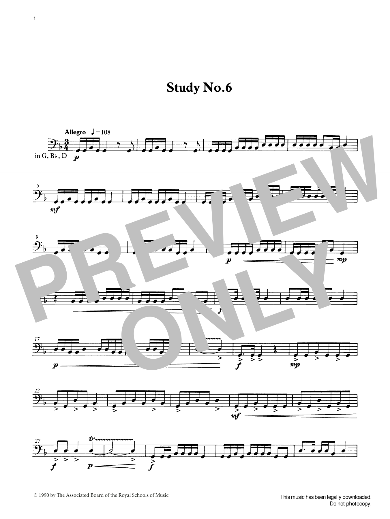 Ian Wright Study No.6 from Graded Music for Timpani, Book III Sheet Music Notes & Chords for Percussion Solo - Download or Print PDF