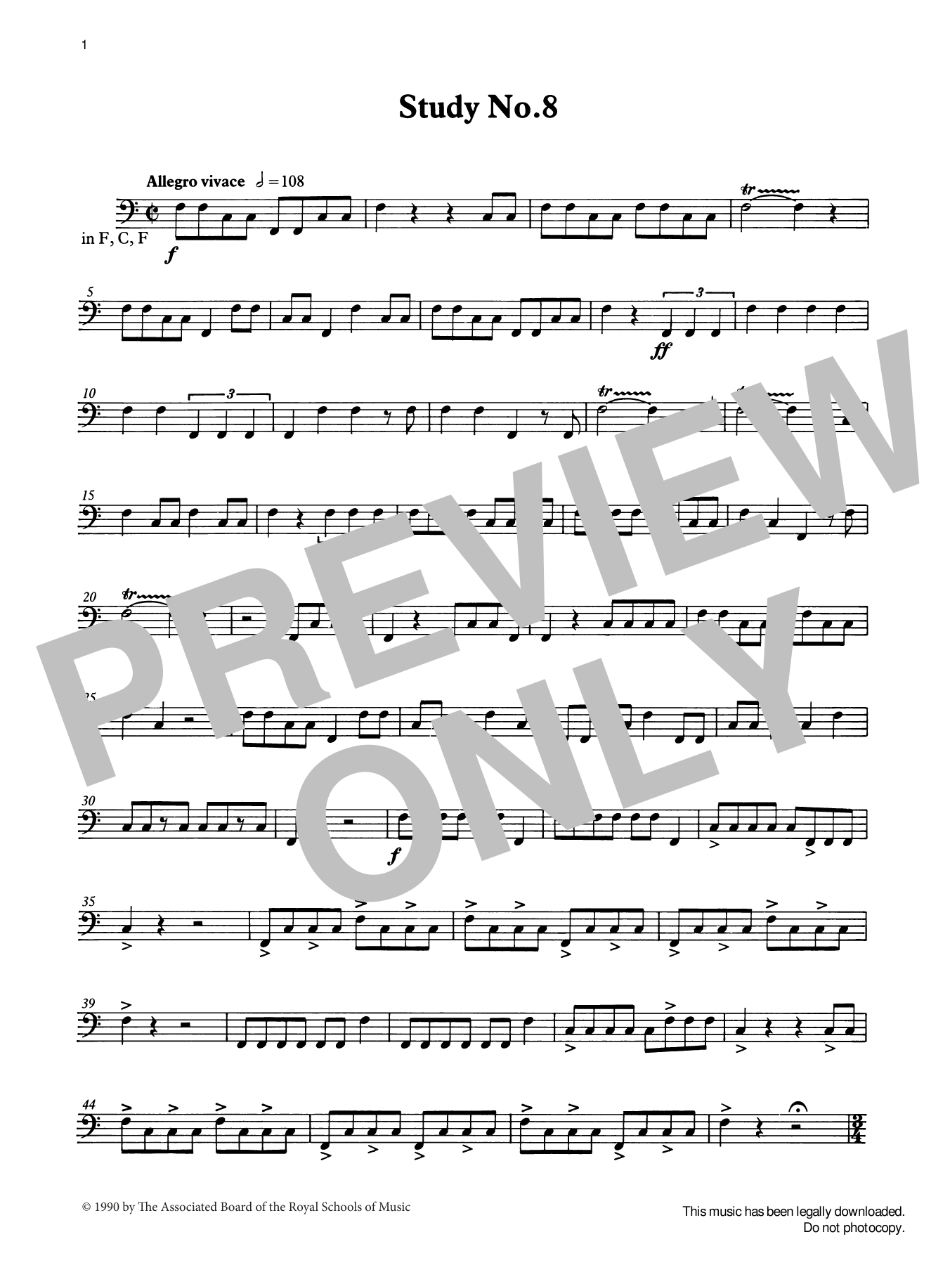 Ian Wright Study No.8 from Graded Music for Timpani, Book IV Sheet Music Notes & Chords for Percussion Solo - Download or Print PDF