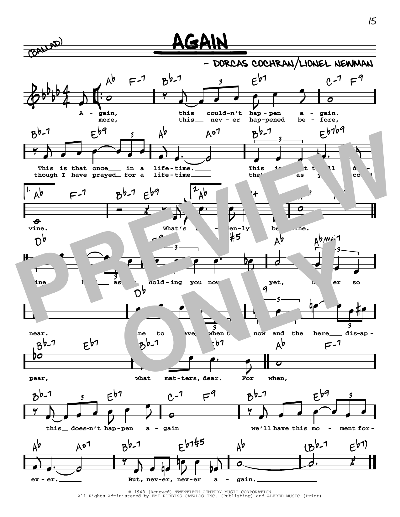 Ida Lupino Again (High Voice) Sheet Music Notes & Chords for Real Book – Melody, Lyrics & Chords - Download or Print PDF