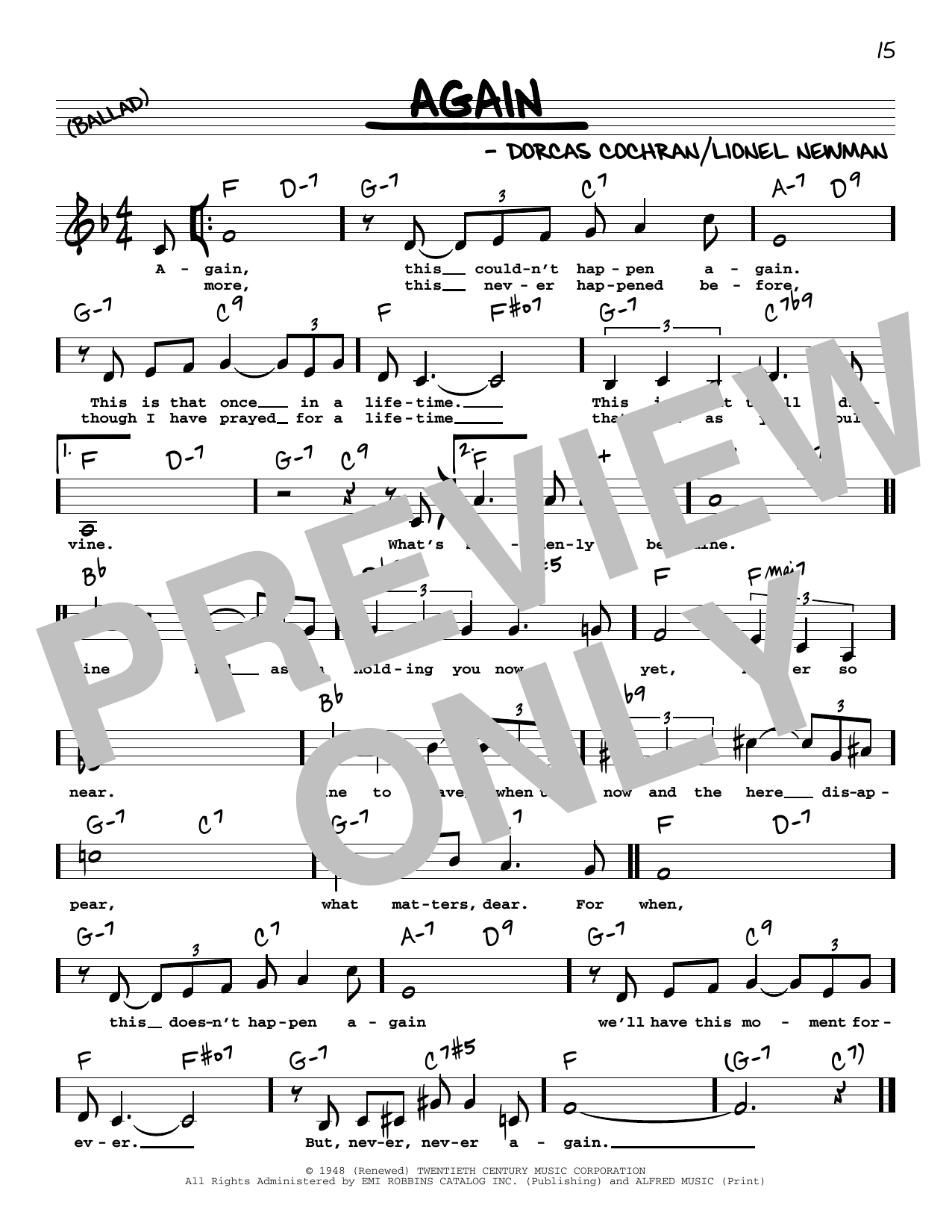 Ida Lupino Again (Low Voice) Sheet Music Notes & Chords for Real Book – Melody, Lyrics & Chords - Download or Print PDF