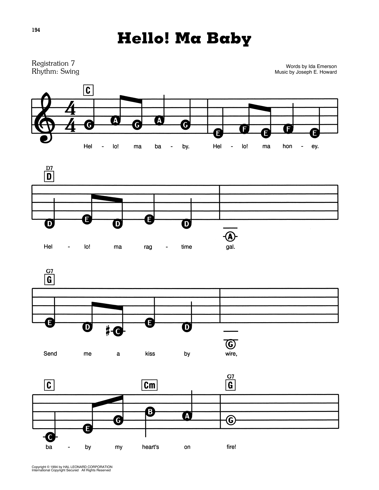 Ida Emerson And Joseph E Howard Hello Ma Baby Sheet Music Download Pdf Score 439404