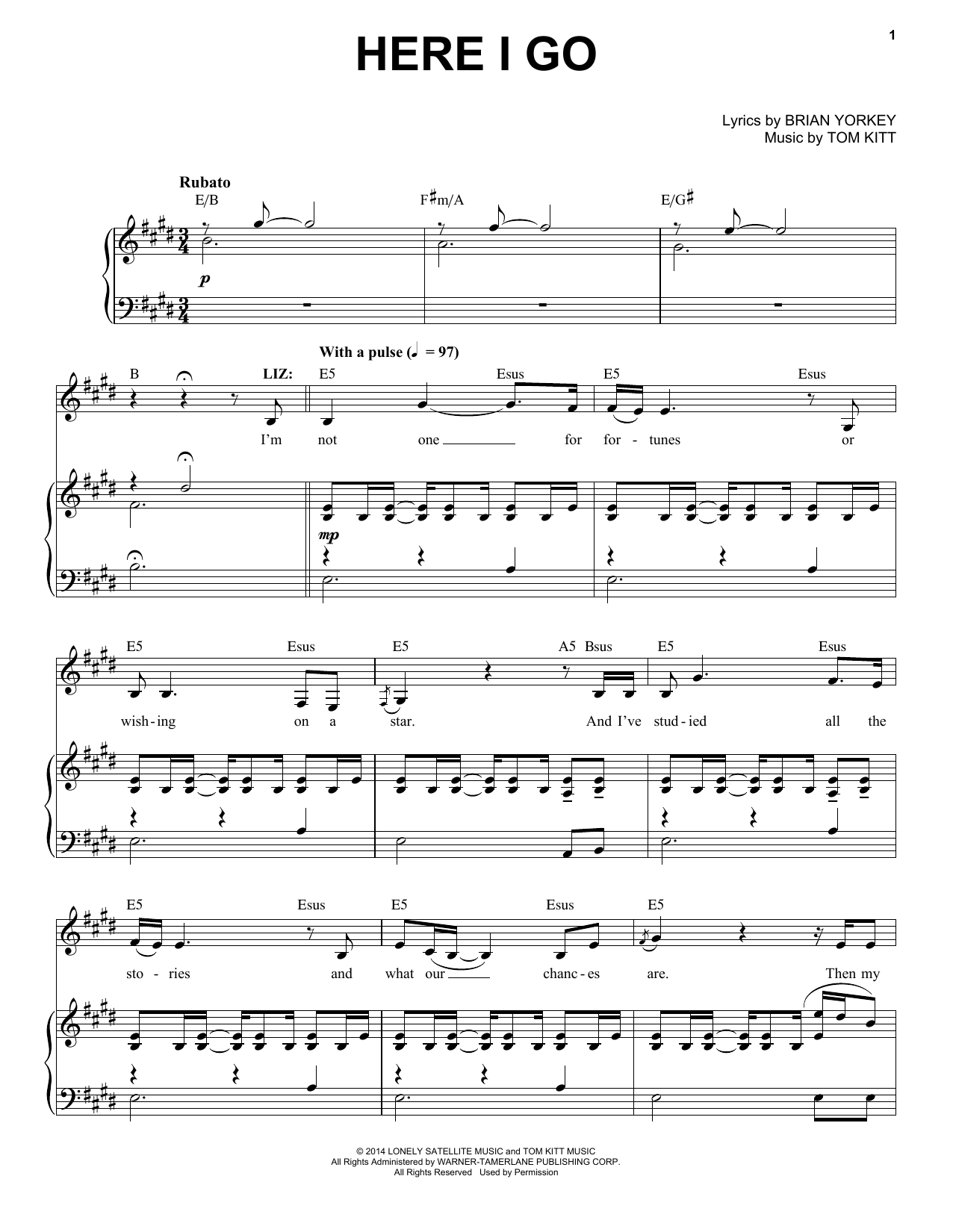 Idina Menzel & James Snyder Here I Go (from If/Then: A New Musical) Sheet Music Notes & Chords for Piano & Vocal - Download or Print PDF