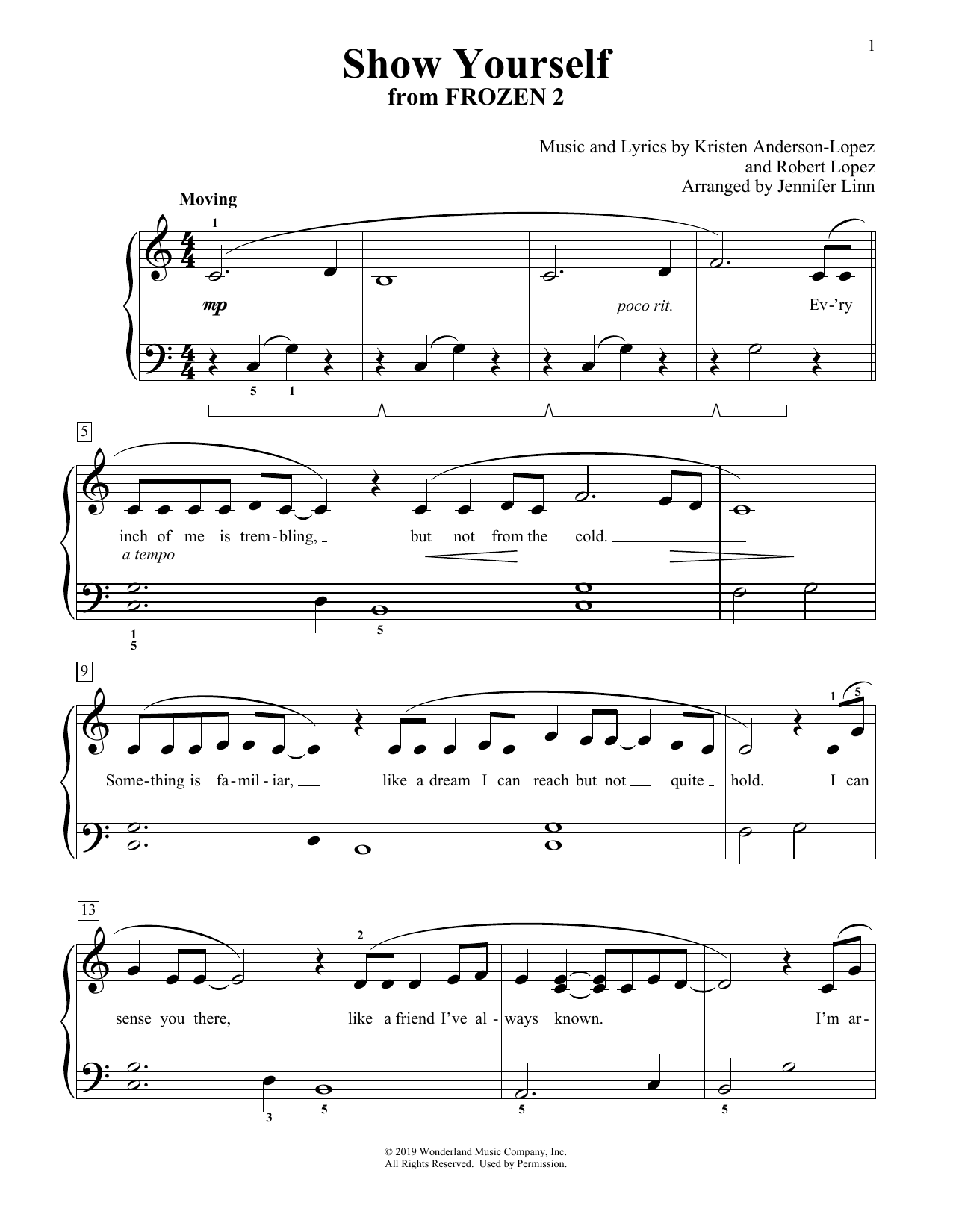 Idina Menzel and Evan Rachel Wood Show Yourself (from Disney's Frozen 2) (arr. Jennifer Linn) Sheet Music Notes & Chords for Educational Piano - Download or Print PDF