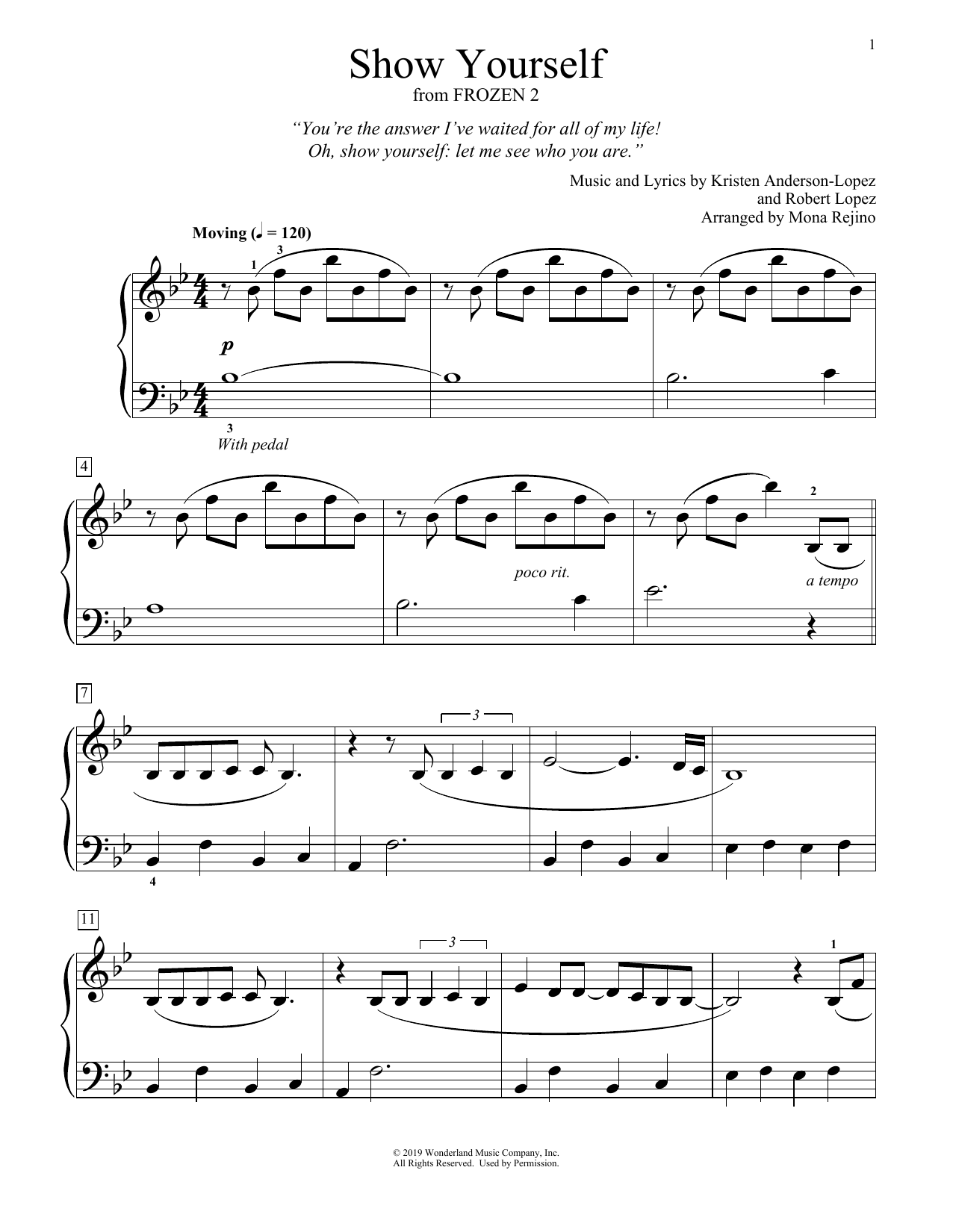Idina Menzel and Evan Rachel Wood Show Yourself (from Disney's Frozen 2) (arr. Mona Rejino) Sheet Music Notes & Chords for Educational Piano - Download or Print PDF