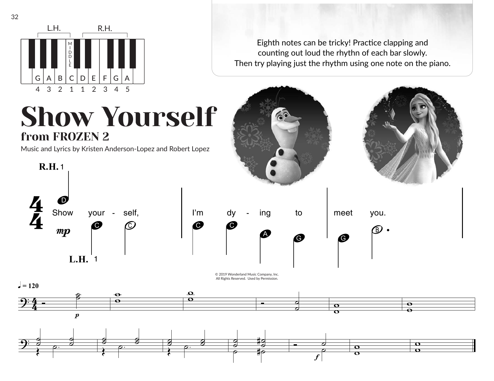 Idina Menzel and Evan Rachel Wood Show Yourself (from Frozen 2) Sheet Music Notes & Chords for Very Beginner Piano - Download or Print PDF