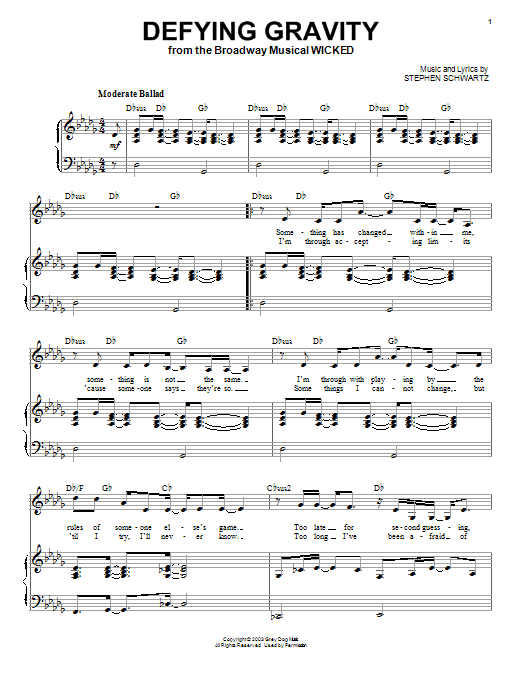 Stephen Schwartz Defying Gravity (from Wicked) Sheet Music Notes & Chords for Piano & Vocal - Download or Print PDF